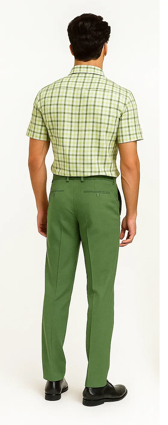 Mens Plaid Walking Suit in Sage by Dreams by Zacchi – 2 Piece Leisure Outfit with Matching Shirt and Pants - $99 - Image 4
