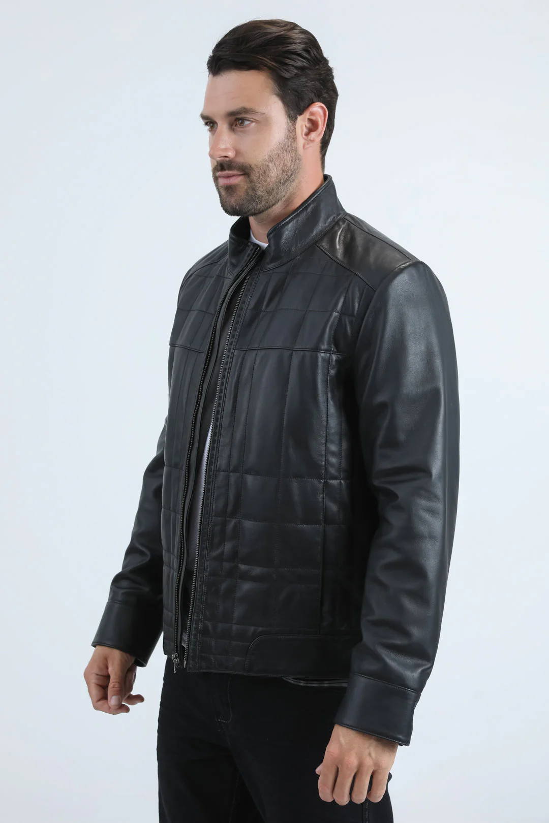Mens Platini Black Western Leather Jacket - Vintage Cowboy Style - Image 3