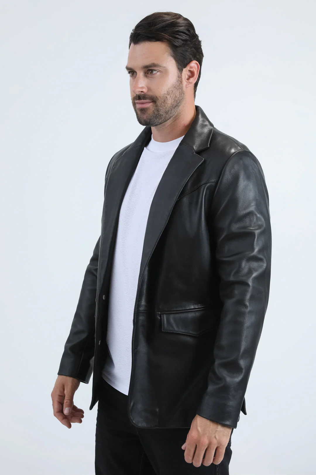 Mens Platini Western Leather Jacket Black - Vintage Cowboy Style - Image 2