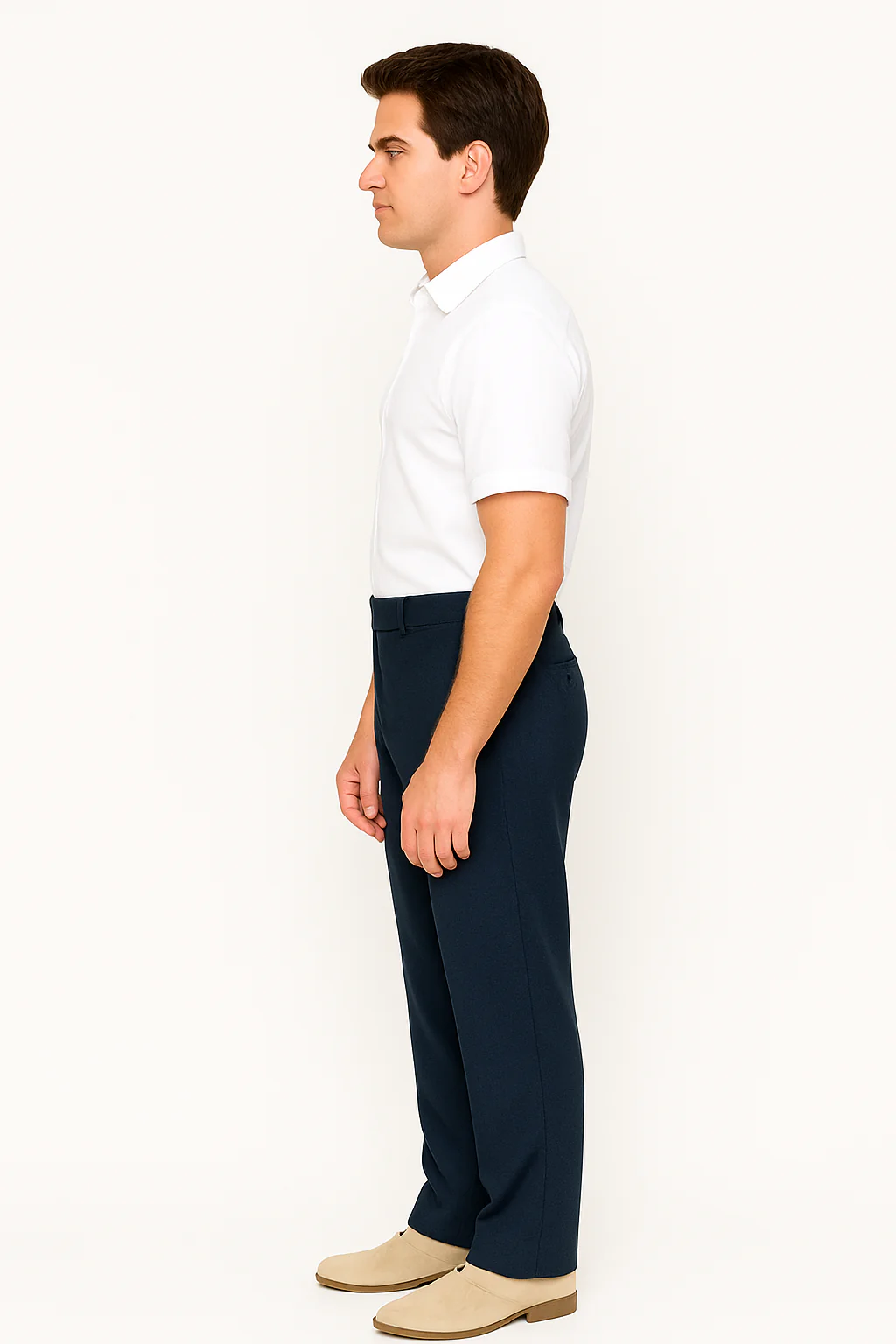 Mens Pleated Dress Pants Navy Blue Wide Leg Slacks Pleated Baggy Dress Trousers Unhemmed Unfinished Bottom - Image 4