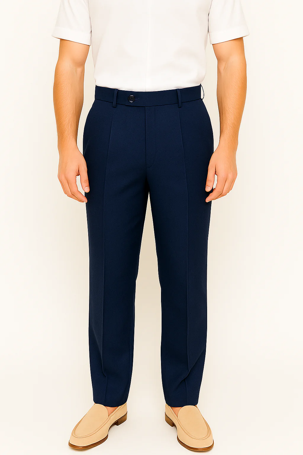 Mens Pleated Dress Pants Navy Blue Wide Leg Slacks Pleated Baggy Dress Trousers Unhemmed Unfinished Bottom - Image 8