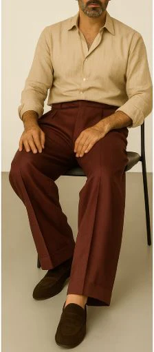 Mens Pleated Dress Pants Wine Wide Leg Slacks Pleated Baggy Dress Trousers Unhemmed Unfinished Bottom - Image 5