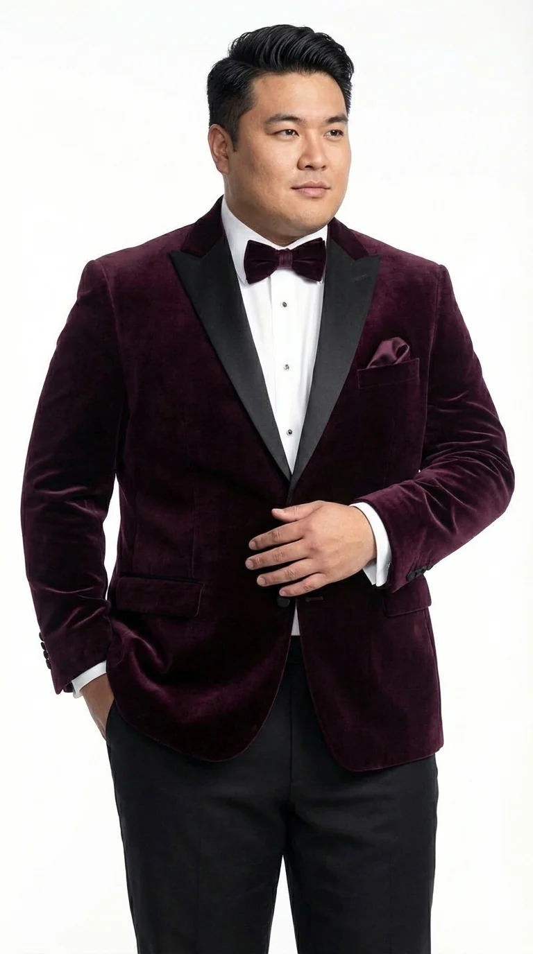 Mens Plum Eggplant Velvet Blazer Jacket – Luxury Velvet Dinner Jacket for Wedding, Tuxedo Events, Formal Parties in Burgundy Color - Image 12