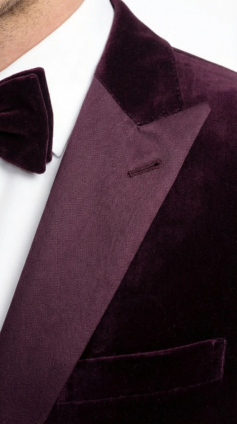 Mens Plum Eggplant Velvet Blazer Jacket – Luxury Velvet Dinner Jacket for Wedding, Tuxedo Events, Formal Parties in Burgundy Color - Image 15