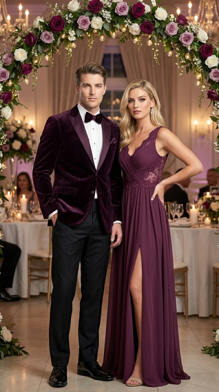 Mens Plum Eggplant Velvet Blazer Jacket – Luxury Velvet Dinner Jacket for Wedding, Tuxedo Events, Formal Parties in Burgundy Color - Image 6