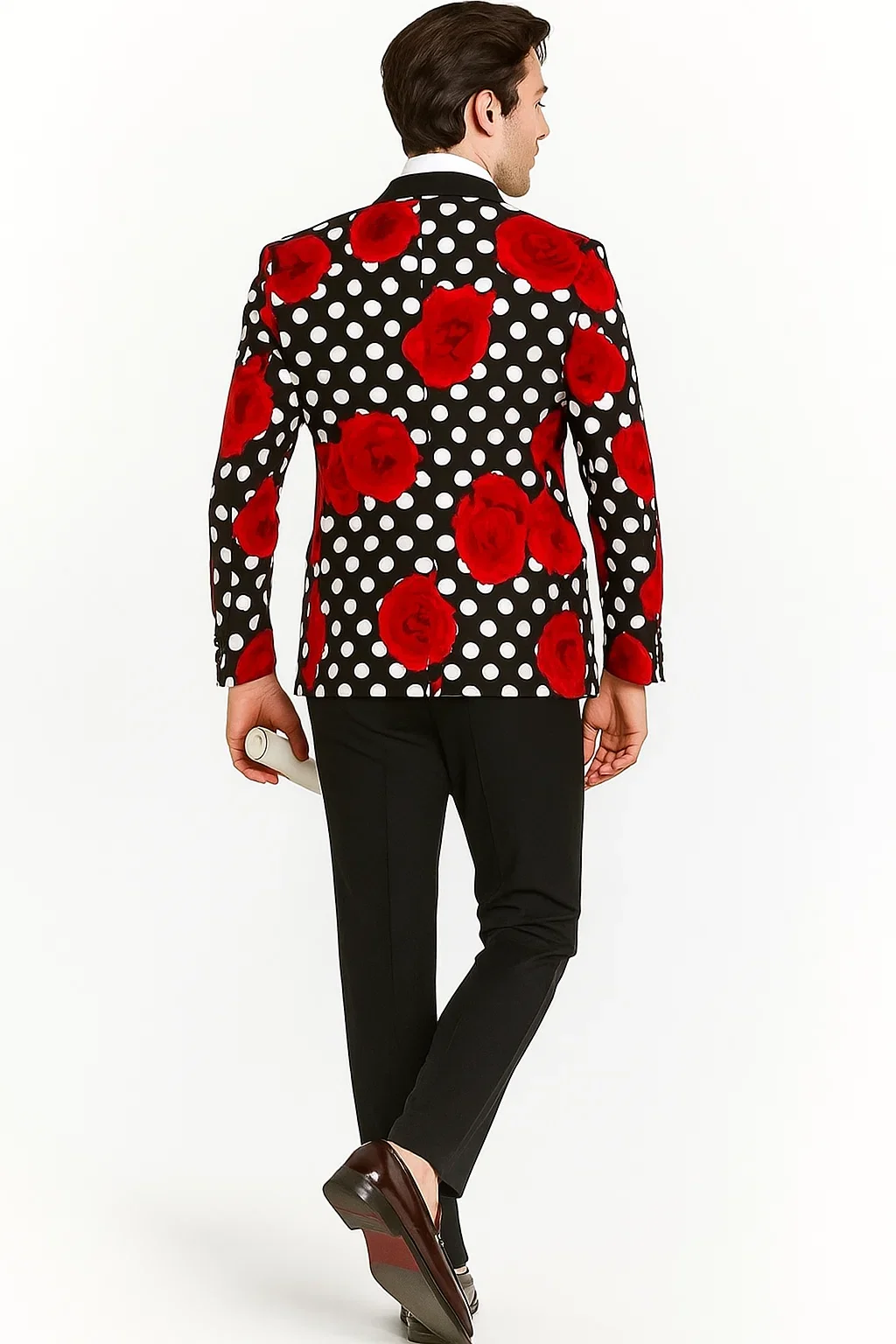Mens Plus Size Blazers - Large Mens Blazers Mens Black ~ Red ~ White Paisley Blazer - Big and Tall Sport Coat With Bowtie - Image 2