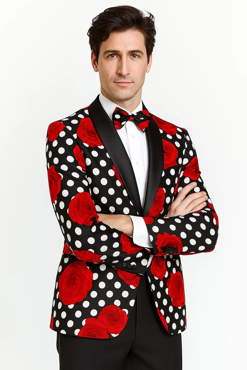 Mens Plus Size Blazers - Large Mens Blazers Mens Black ~ Red ~ White Paisley Blazer - Big and Tall Sport Coat With Bowtie - Image 5