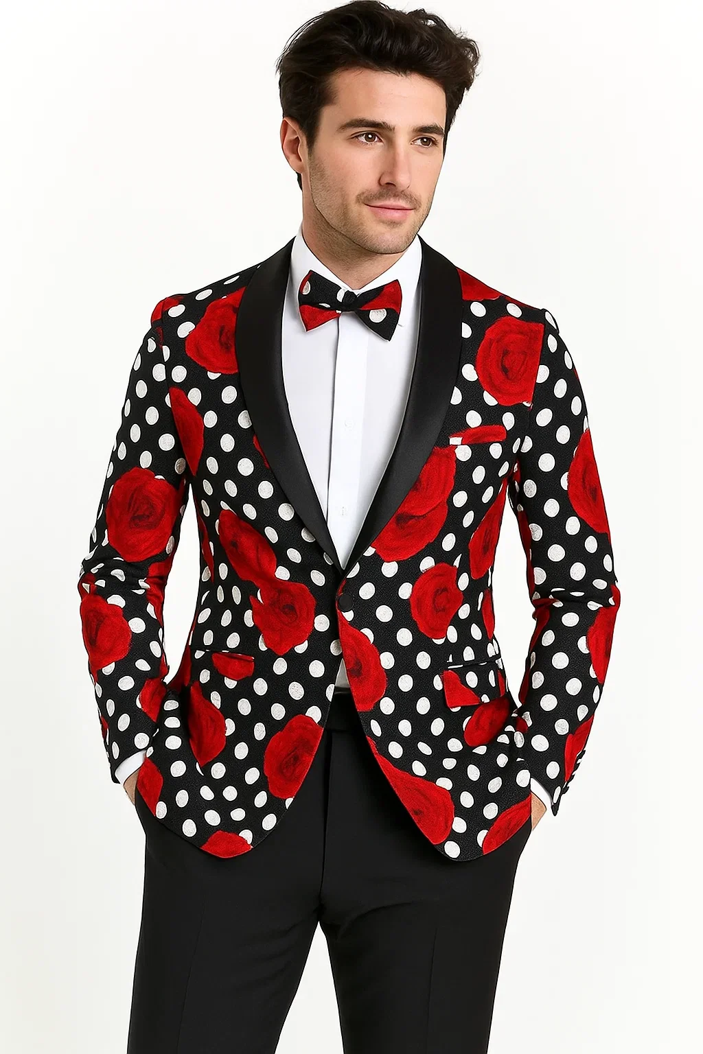 Mens Plus Size Blazers - Large Mens Blazers Mens Black ~ Red ~ White Paisley Blazer - Big and Tall Sport Coat With Bowtie - Image 9