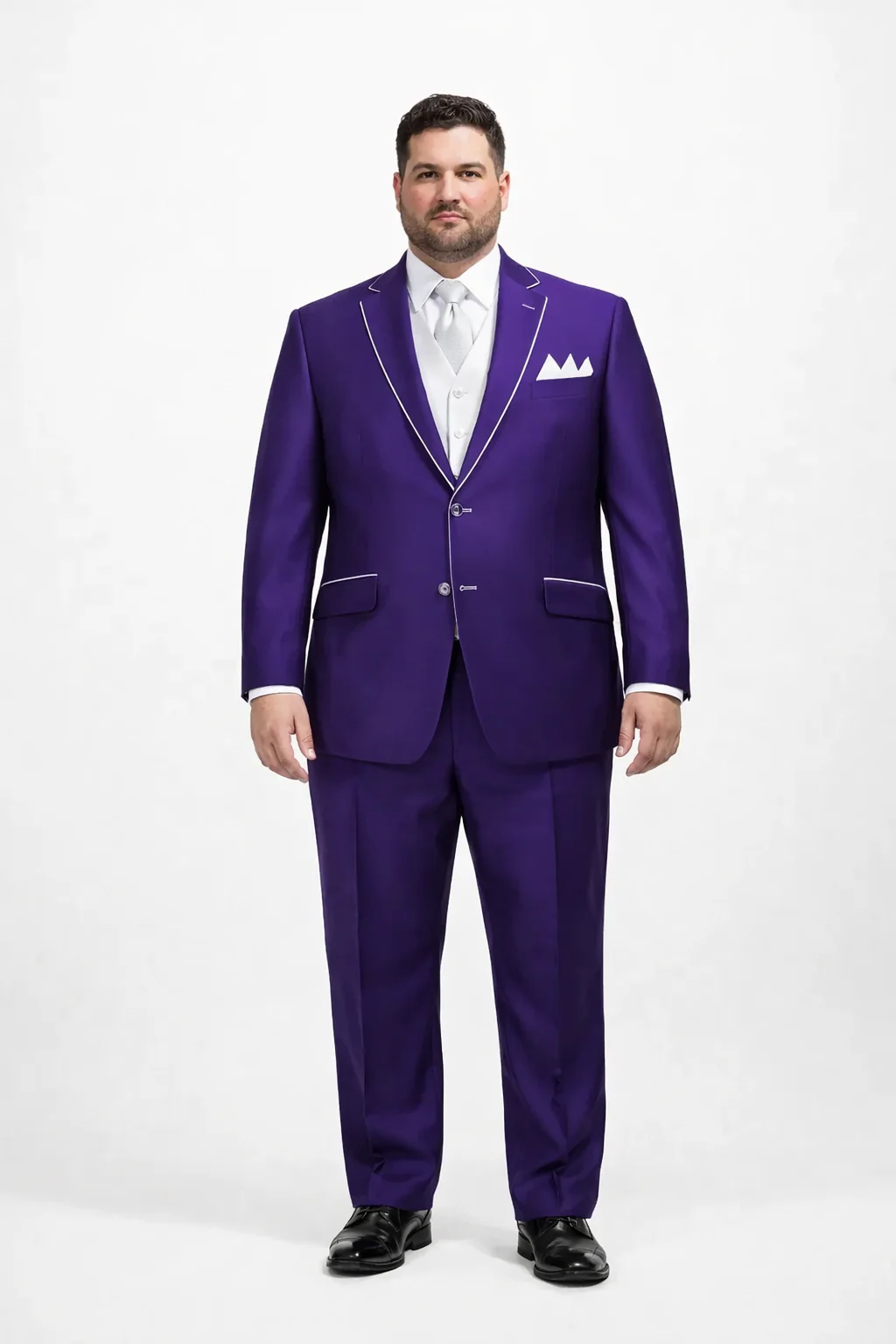 Men'S Purple And White Trim Lapel Tuxedo Suit Vested 3 Piece Two Toned - Image 6