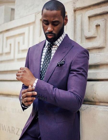 Men's Purple One Chest Pocket Linen Blazer ~ Sport Coat