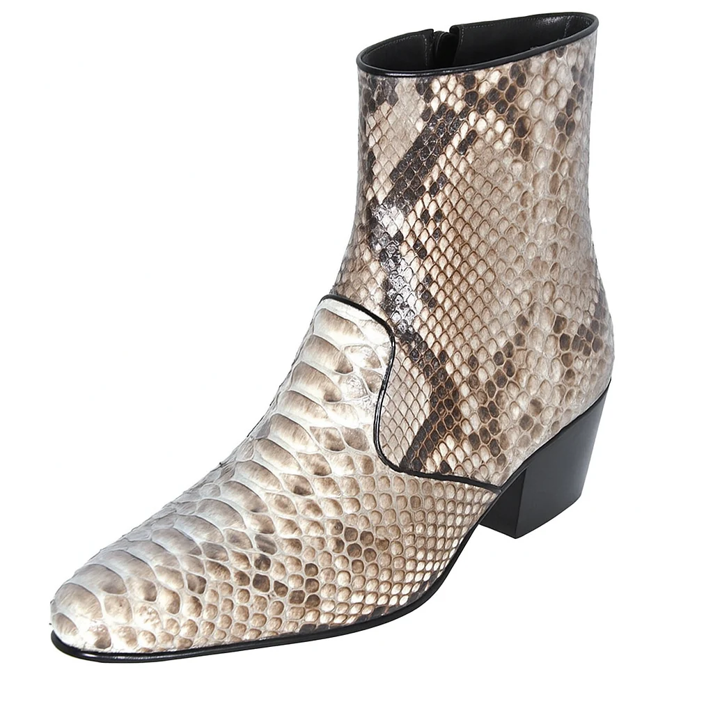 Mens Python Snakeskin Ankle Boots - Image 4