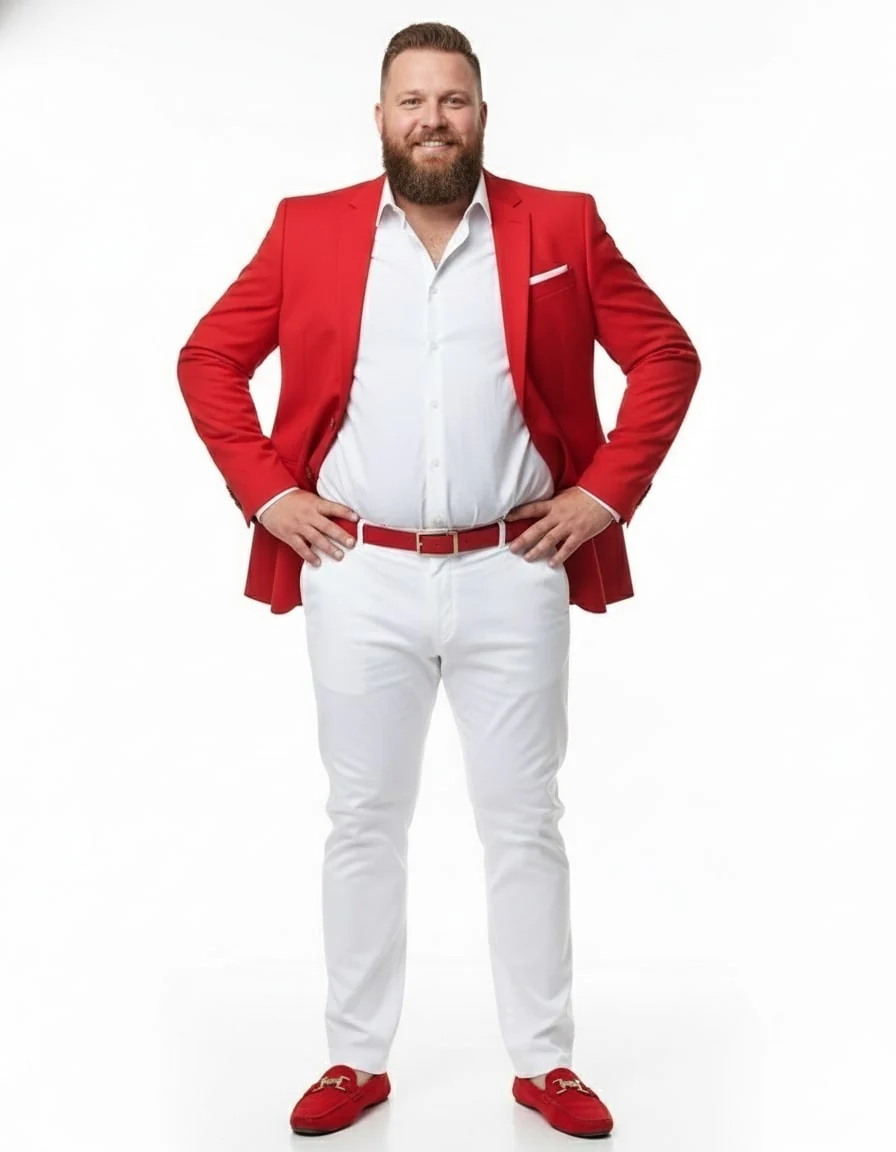 Mens Red Blazer and White Pants Set β Stylish Casual Dress Outfit For New Year Holiday and Christmas Suit - Image 7