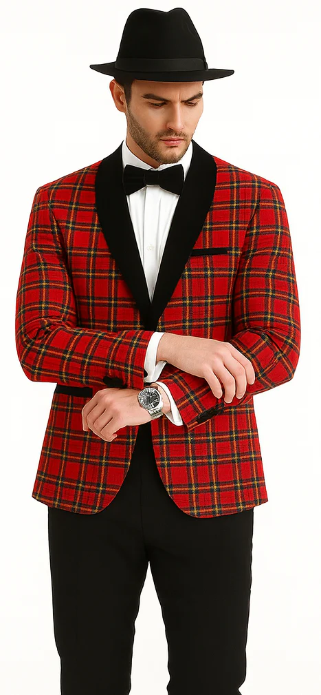 Men's Red Flap Besom Pocket Designer Fashion Dress Casual Blazer - Image 8