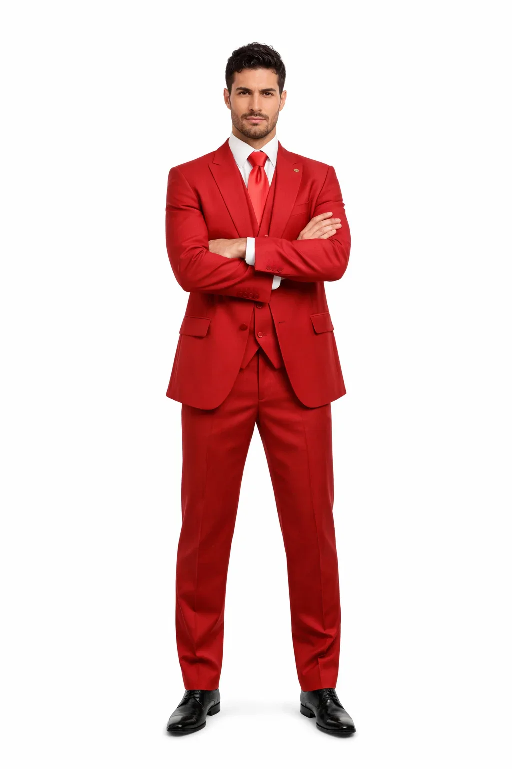 Mens Red Matching Suits Brand Vest 3 Piece Suit - Image 3