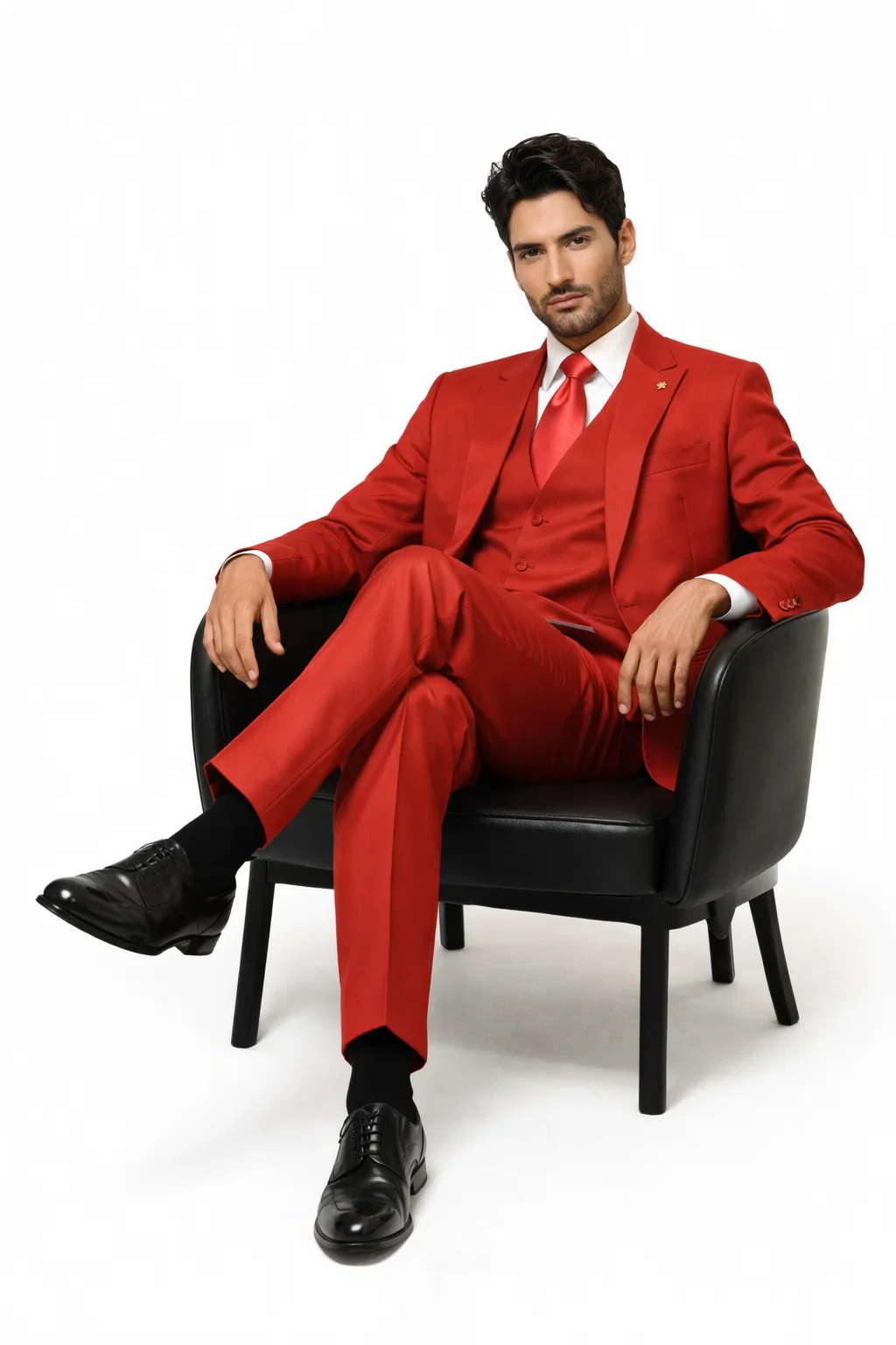 Mens Red Matching Suits Brand Vest 3 Piece Suit - Image 5