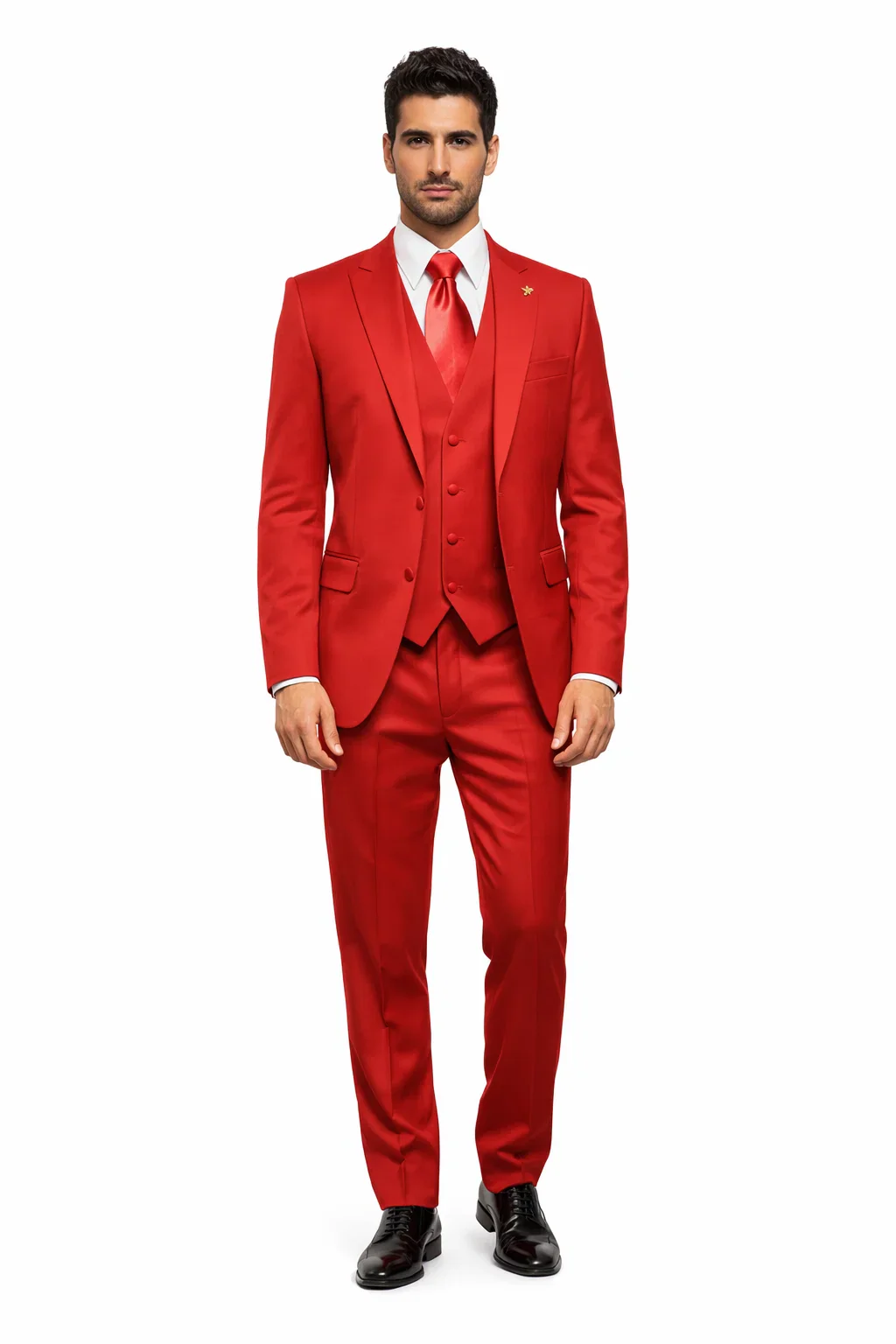 Mens Red Matching Suits Brand Vest 3 Piece Suit - Image 6