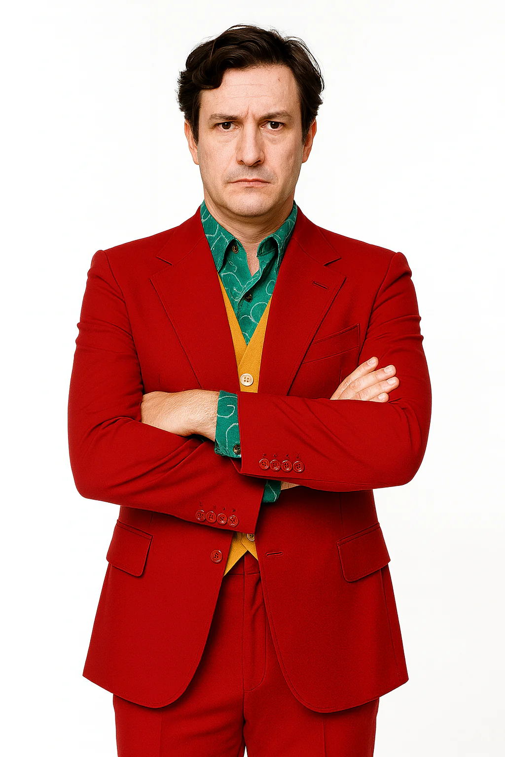 Men's Red Suit With Orange Vest Joker Custom - Image 6