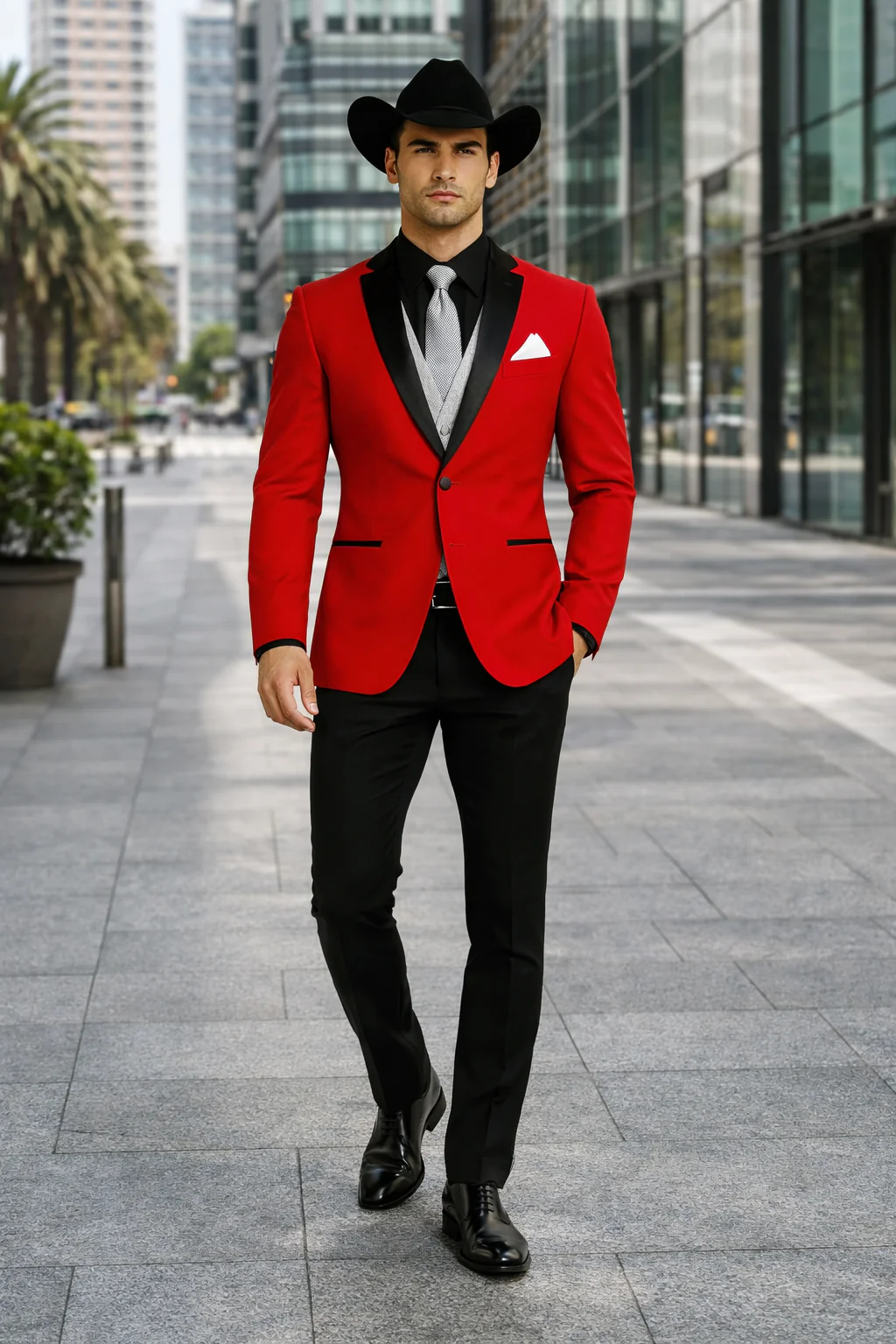 Men's Red One Button Suit - Image 8