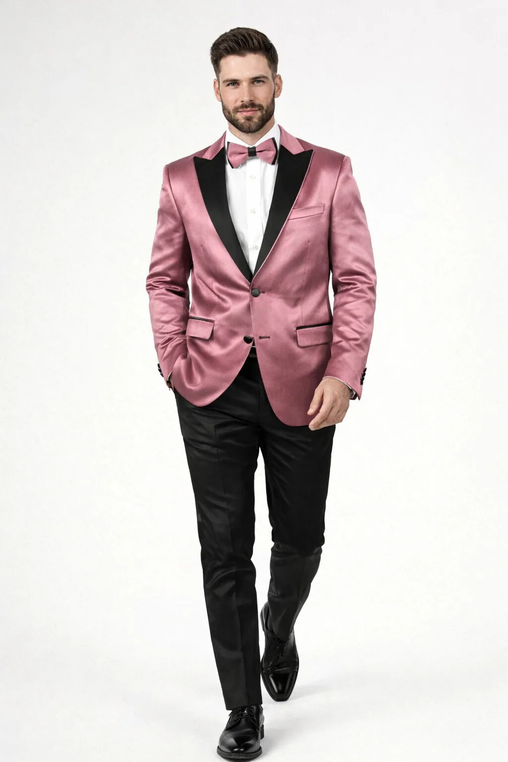 Men's Peak Label Rose Gold - Dusty Rose with Black Pants Suits - Image 5