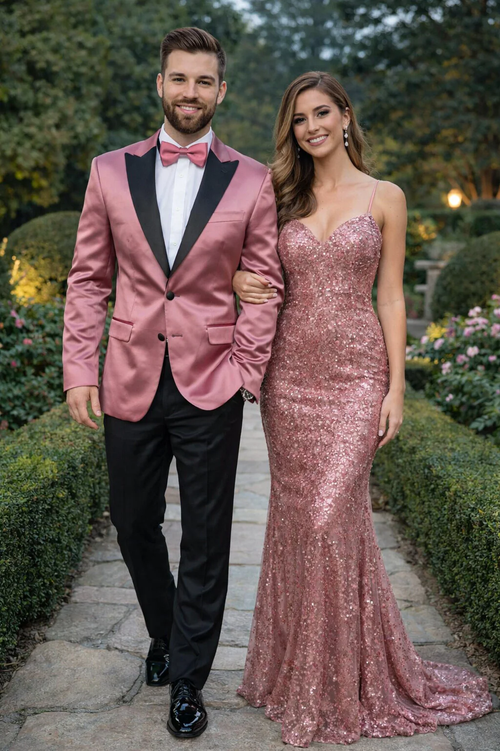 Men's Peak Label Rose Gold - Dusty Rose with Black Pants Suits - Image 8