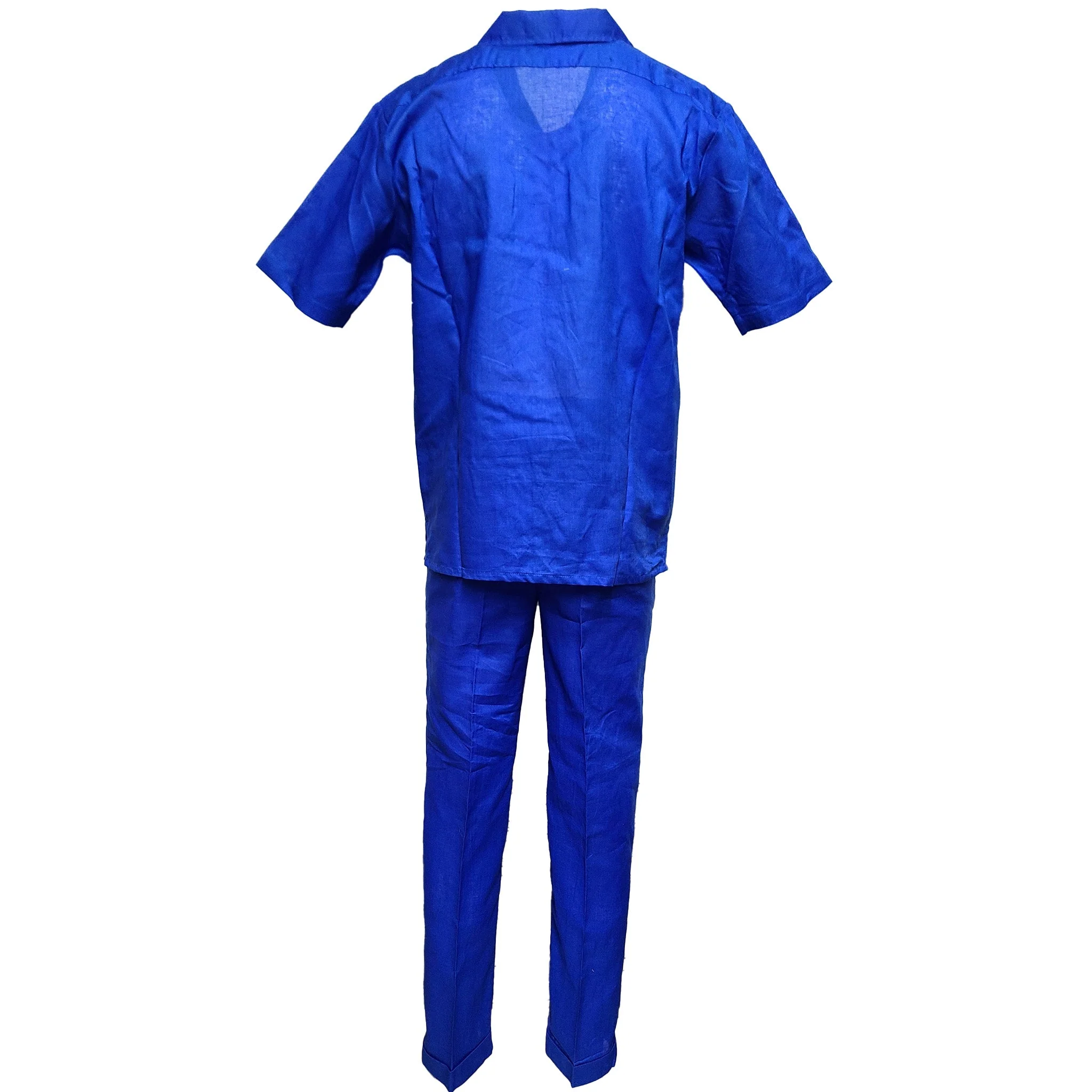 Mens Royal Blue Linen Shirt and Pants Casual Outfit Set - Image 5