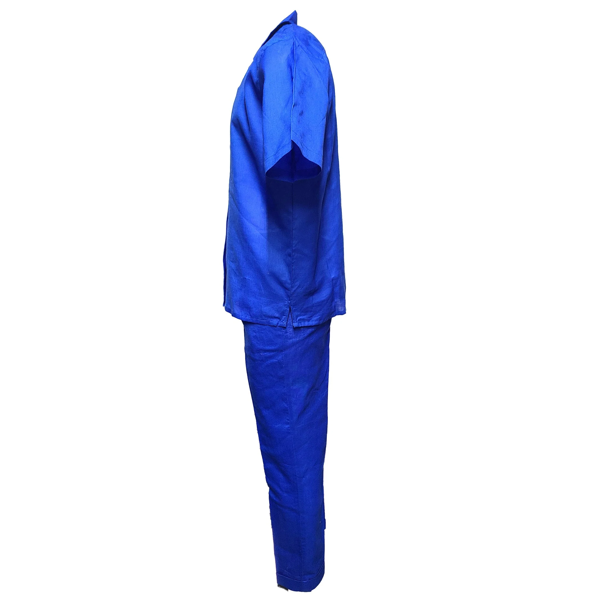 Mens Royal Blue Linen Shirt and Pants Casual Outfit Set - Image 6