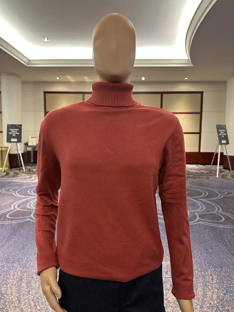 Mens Rust Red Turtleneck Sweater – Slim fit Lightweight Knit Pullover in Brick Color - Image 4