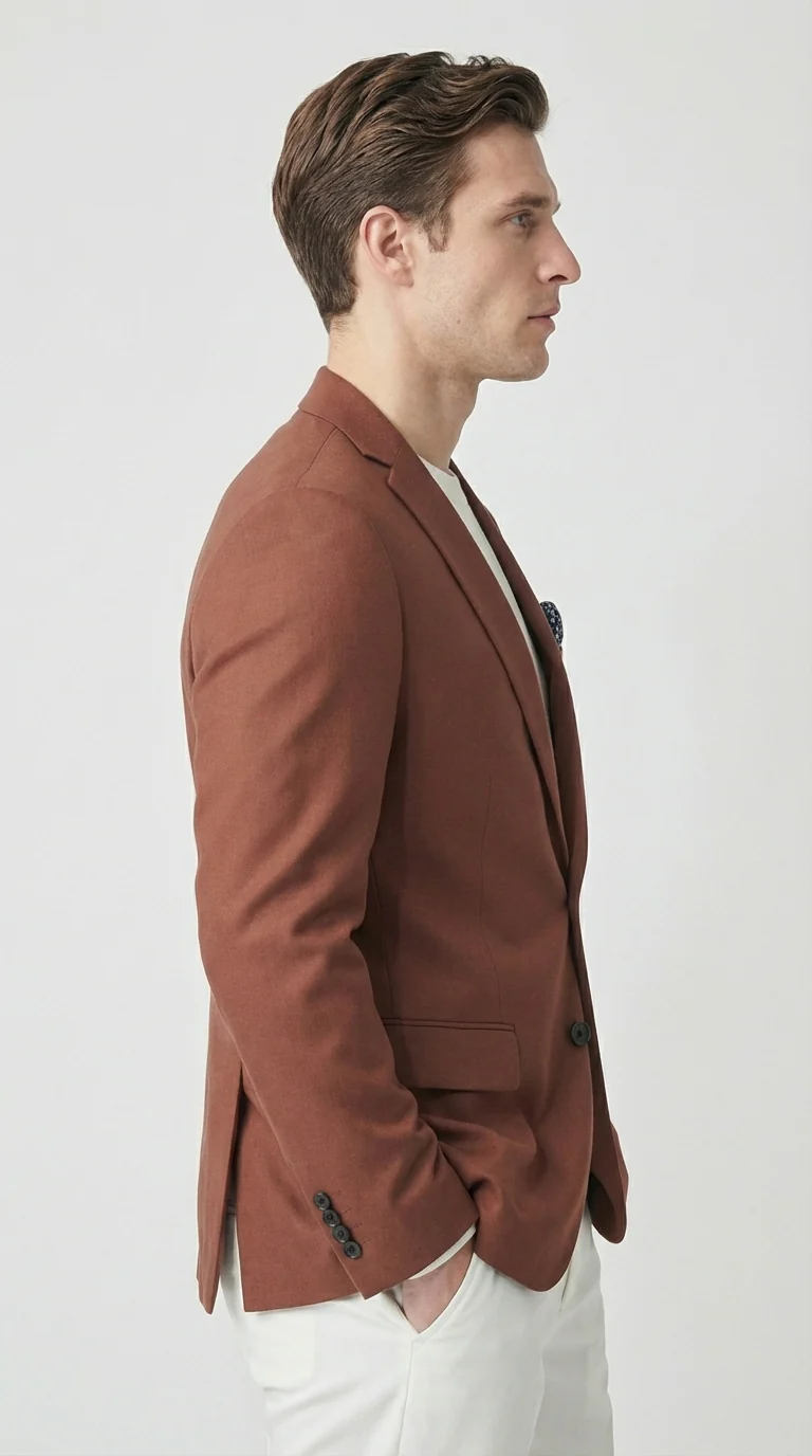 Mens Rustic Brown Light Burnt Orange Copper Blazer – Classic Fit Single Breasted Formal Casual Dress Jacket - Image 14