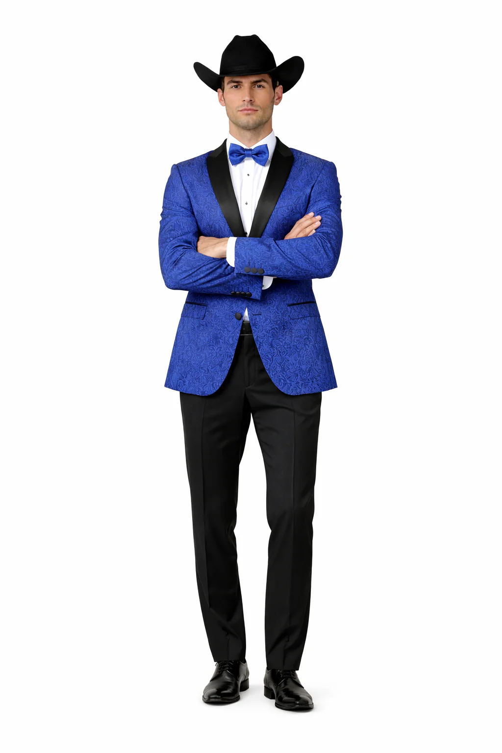 Men's Satin Shawl Lapel Blue 2 Buttons Floral Slim Fit Blazer Sport coat Paisley Royal Blue Tuxedo - Image 5