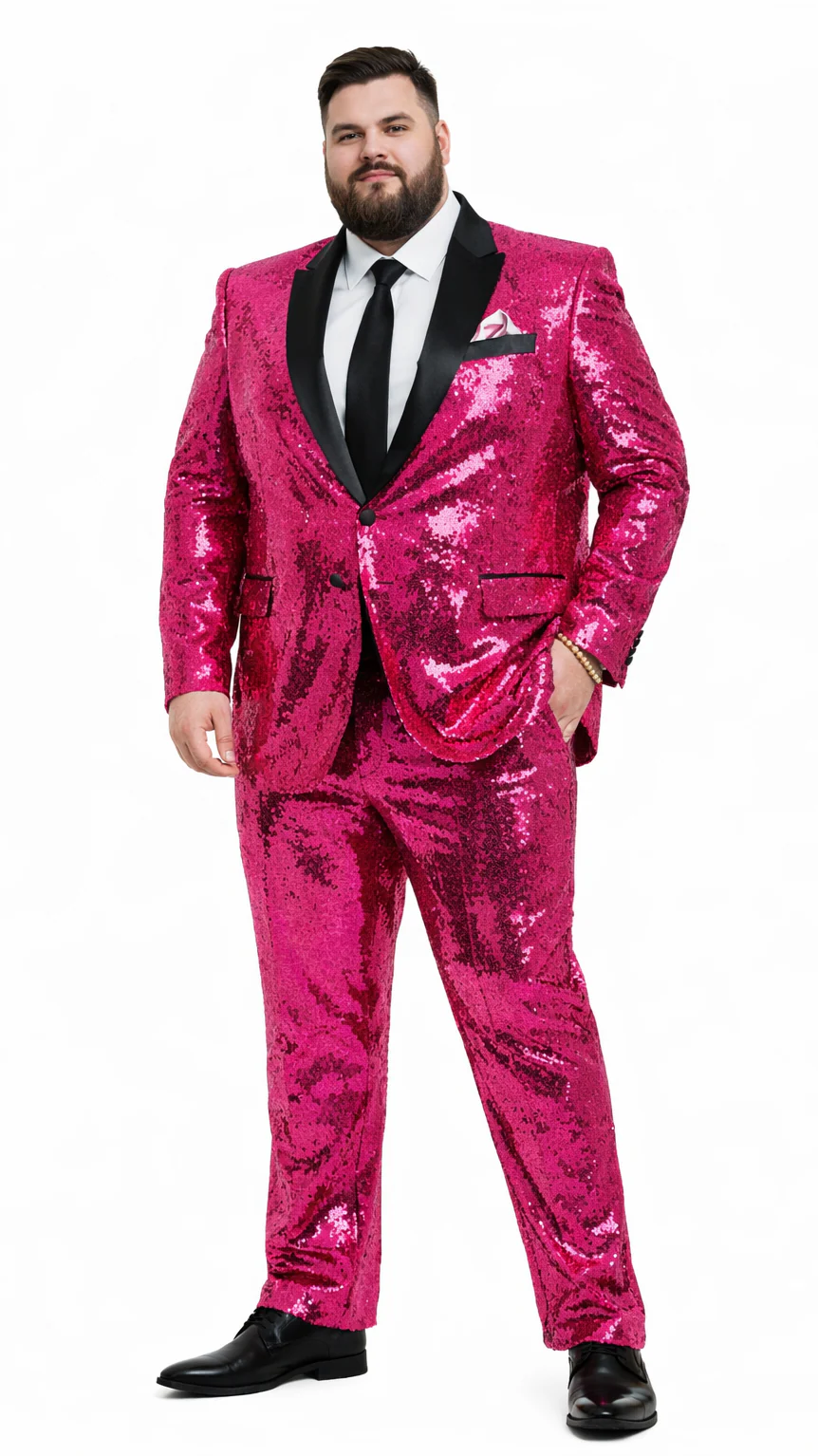 Mens Sequin Suit - Sparkly Suit - Pink Fabric Glitter Suit - Image 5