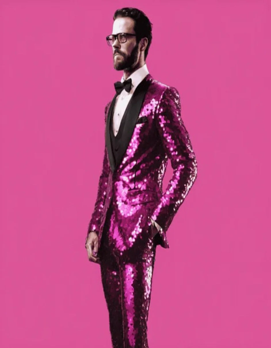 Mens Sequin Suit - Sparkly Suit - Pink Real Glitter Suit - Image 5