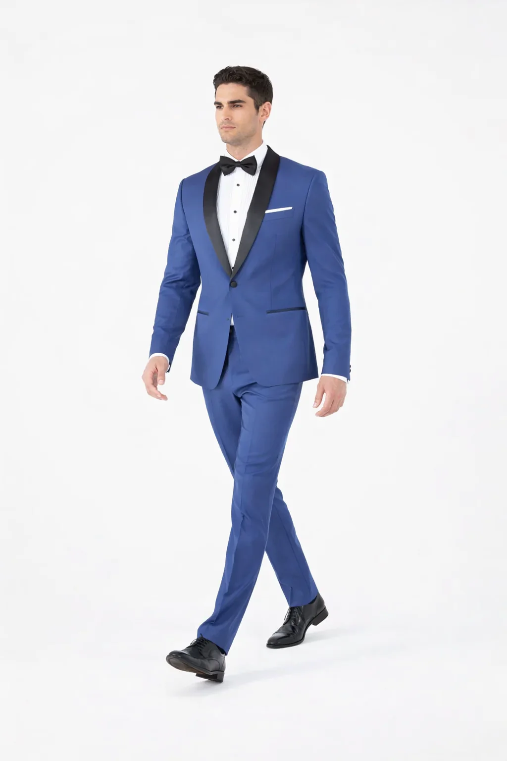 Men'S Shawl Lapel Fabric Royal Blue ~ Indigo ~ Bright Blue ~ Saphire Light Navy Tuxedo - Image 3