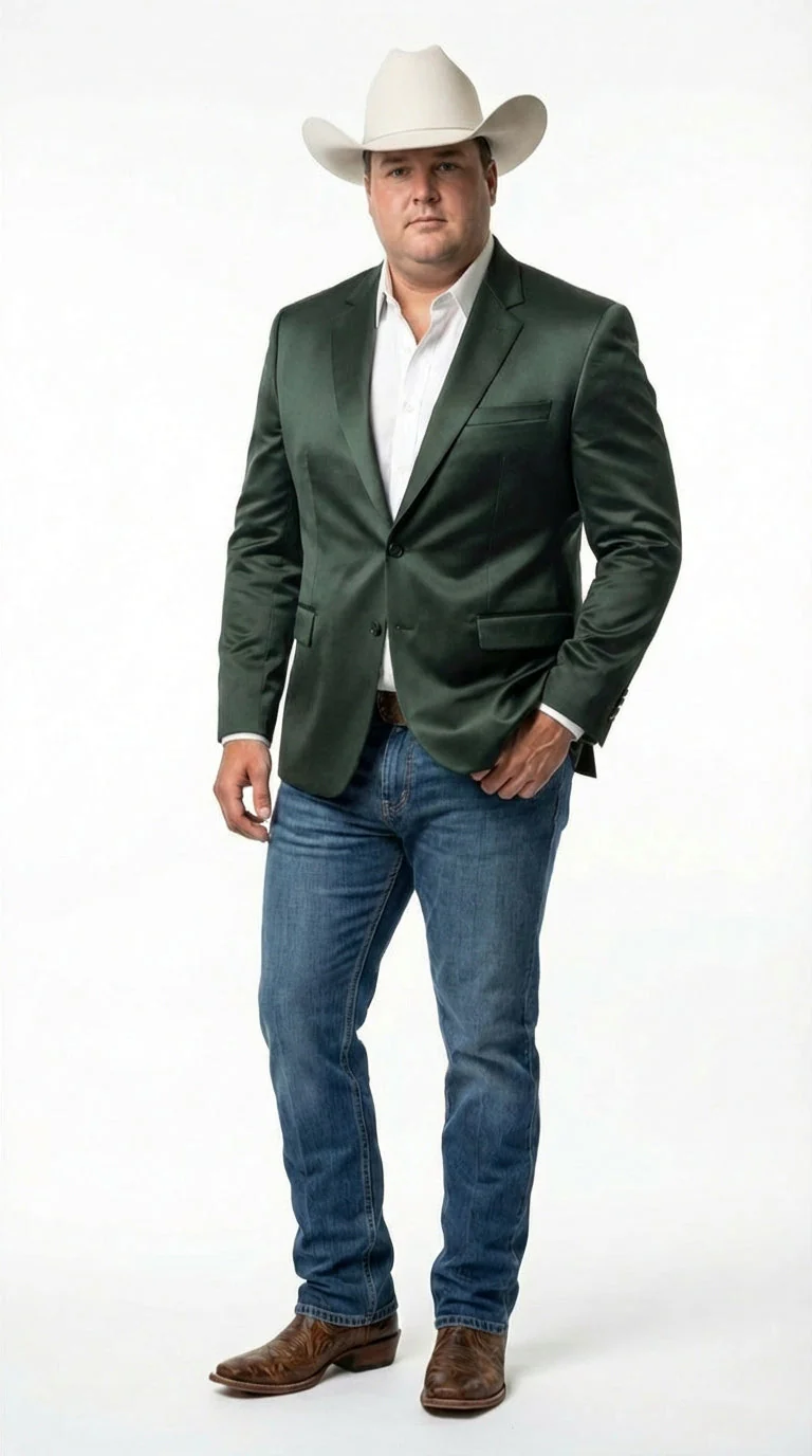Mens Shiny Dark Green Cowboy Blazer – Western Style Satin Finish Blazer for Party, Country Hunter Color - Image 11