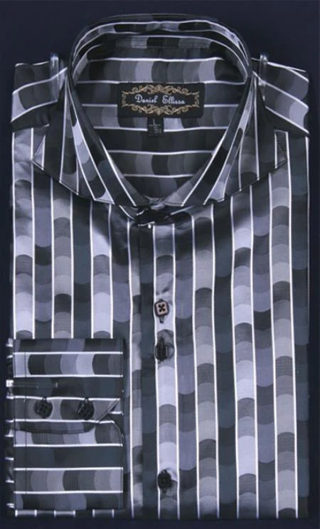 Men'S Shiny Flashy Satin Fancy Luxurious Shirt -Black