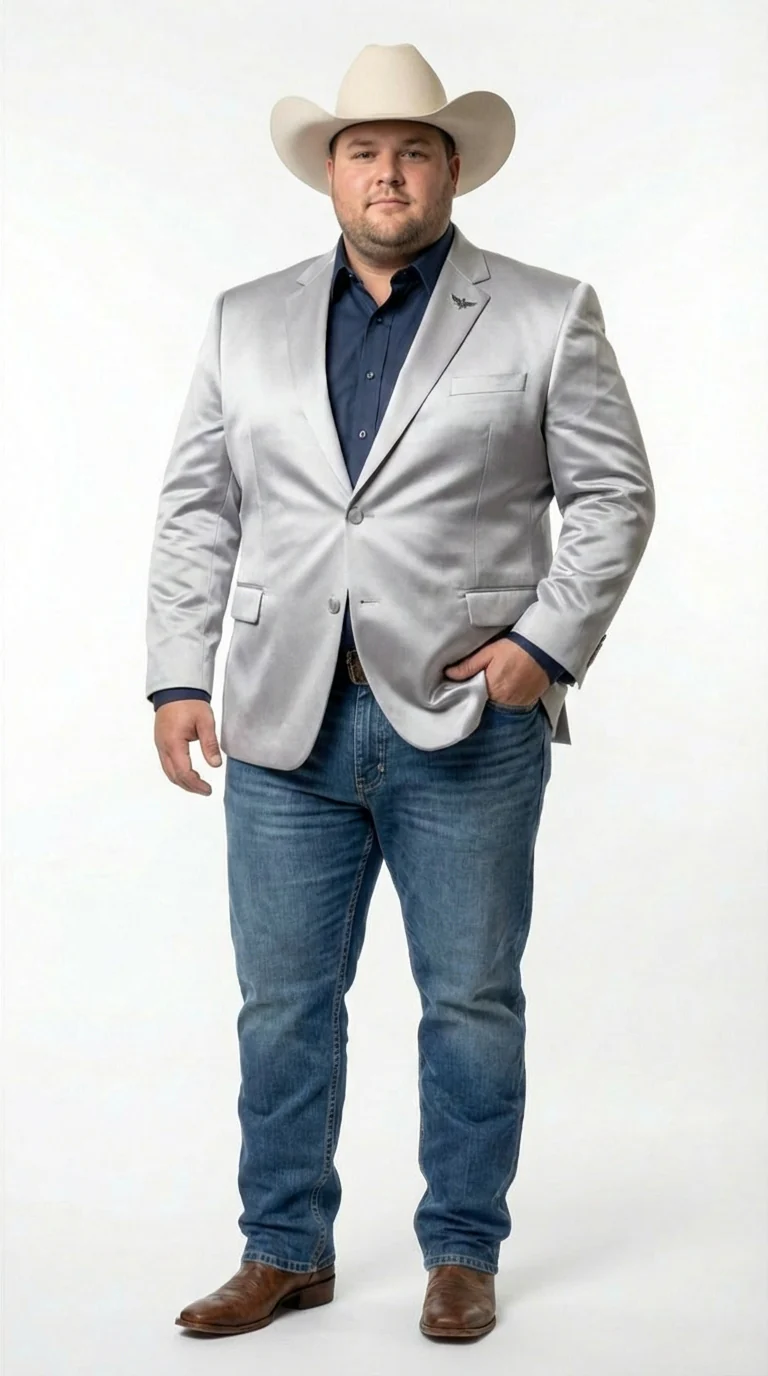 Mens Shiny Silver Cowboy Blazer – Western Style Satin Finish Blazer for Party, Country Events and Evening Wear - Image 6