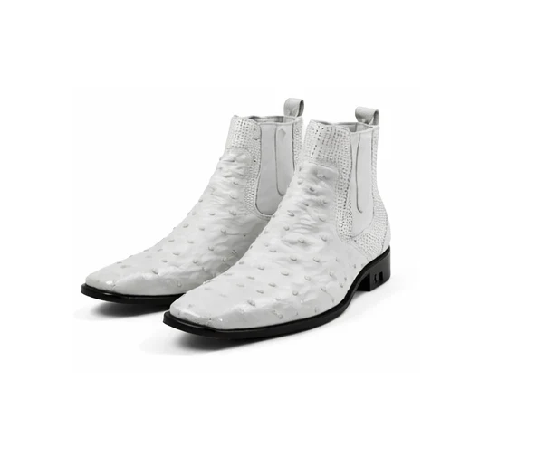Men'S Short Boots Men'S Genuine White Full Quill Ostrich Dress Boot Ankle Dress Style For Man - Image 2