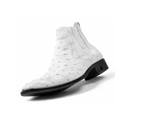 Men'S Short Boots Men'S Genuine White Full Quill Ostrich Dress Boot Ankle Dress Style For Man - Image 6