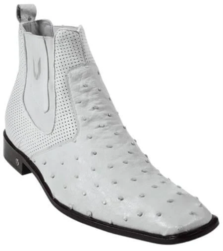 Men'S Short Boots Men'S Genuine White Full Quill Ostrich Dress Boot Ankle Dress Style For Man - Image 8