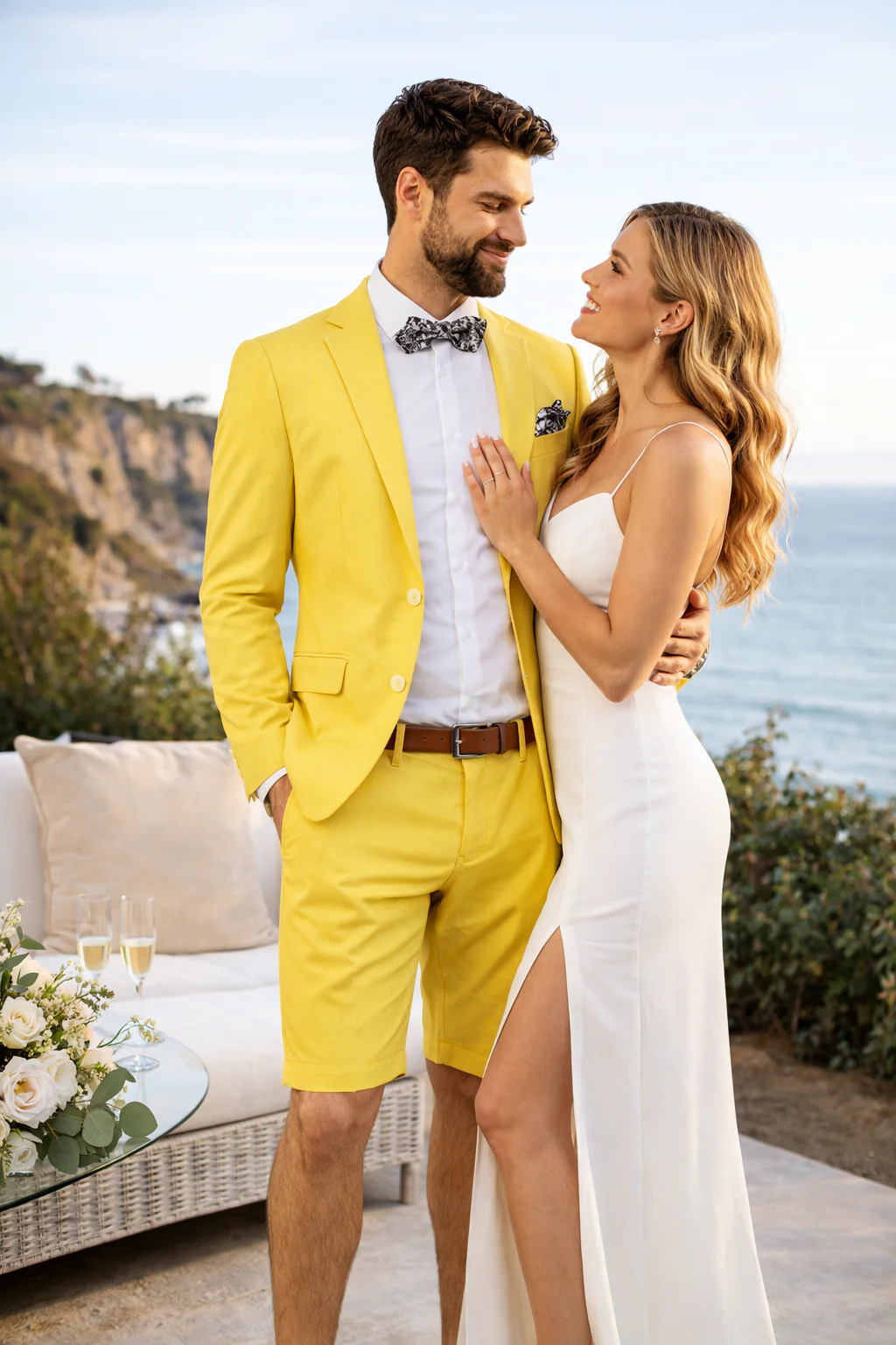 Mens Short Pants Suit Set Mens Yellow Suit For Men - Image 4