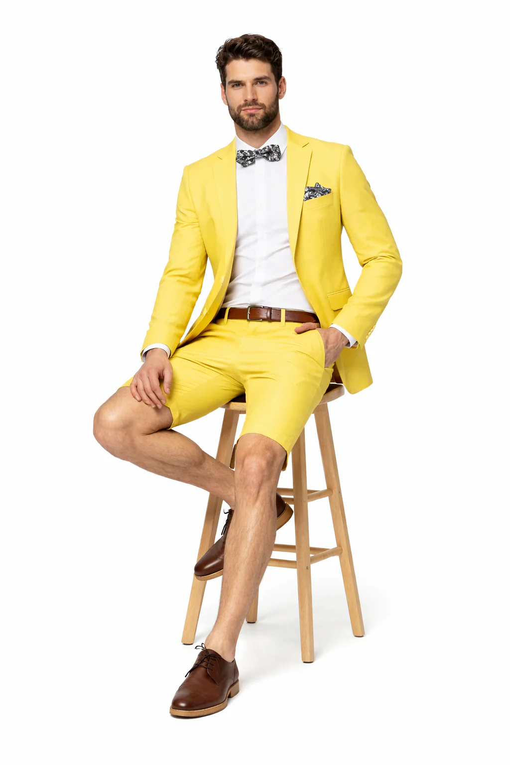 Mens Short Pants Suit Set Mens Yellow Suit For Men - Image 5