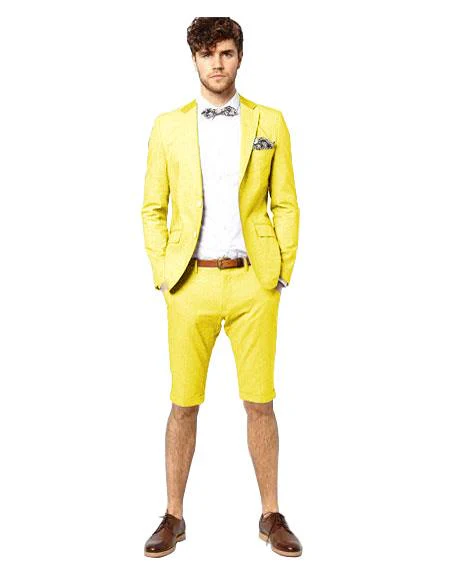 Mens Short Pants Suit Set Mens Yellow Suit For Men - Image 8