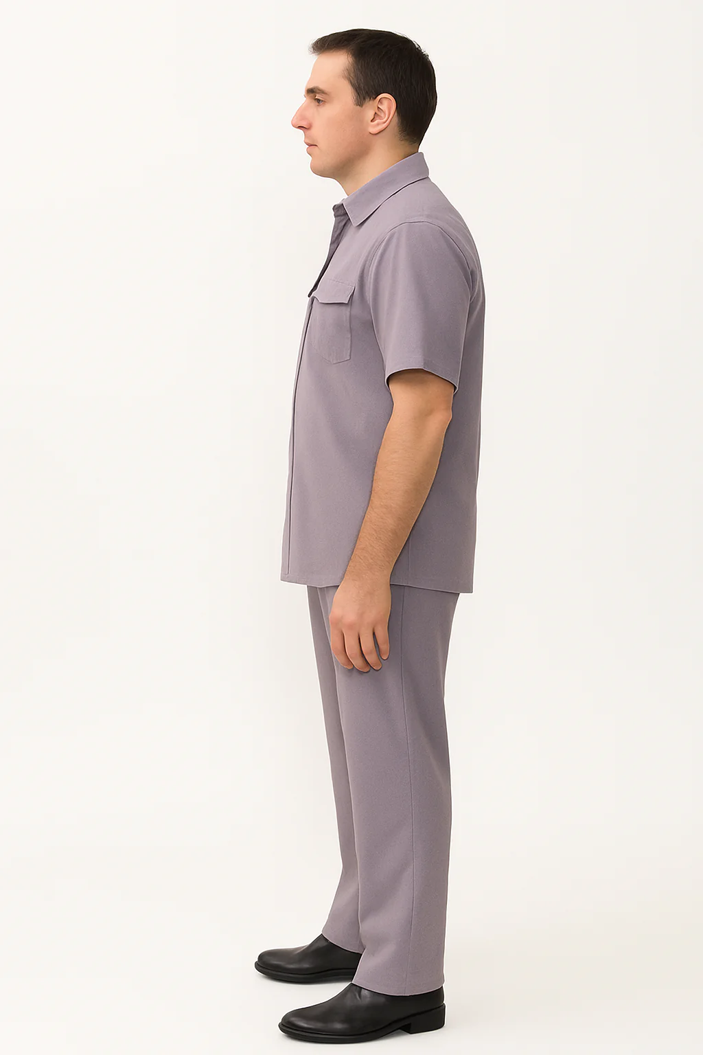 Men's Short Sleeve 2 Piece Lavender Casual Casual Two Piece Walking Outfit For Sale Pant Sets Suit - Image 4