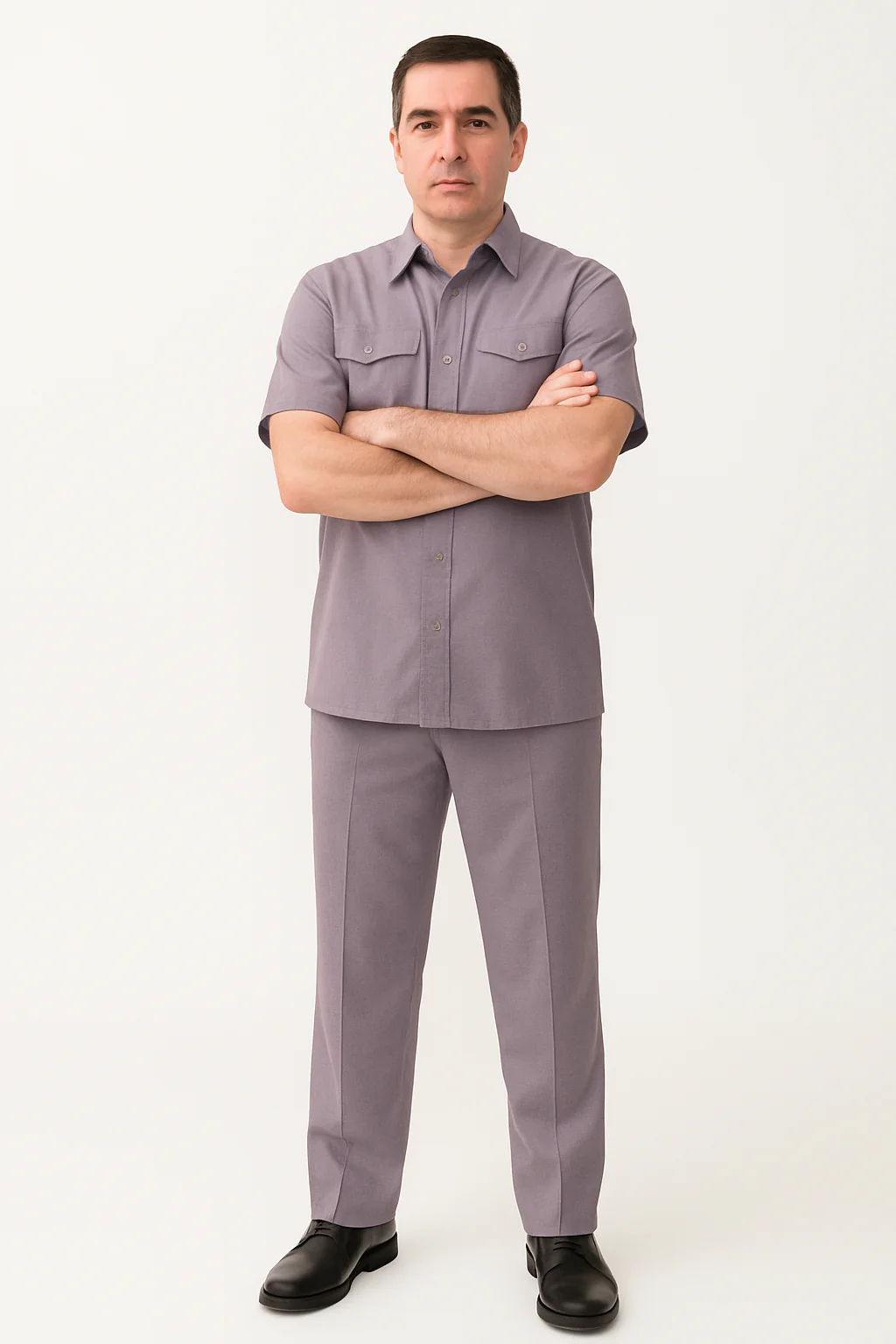 Men's Short Sleeve 2 Piece Lavender Casual Casual Two Piece Walking Outfit For Sale Pant Sets Suit - Image 7