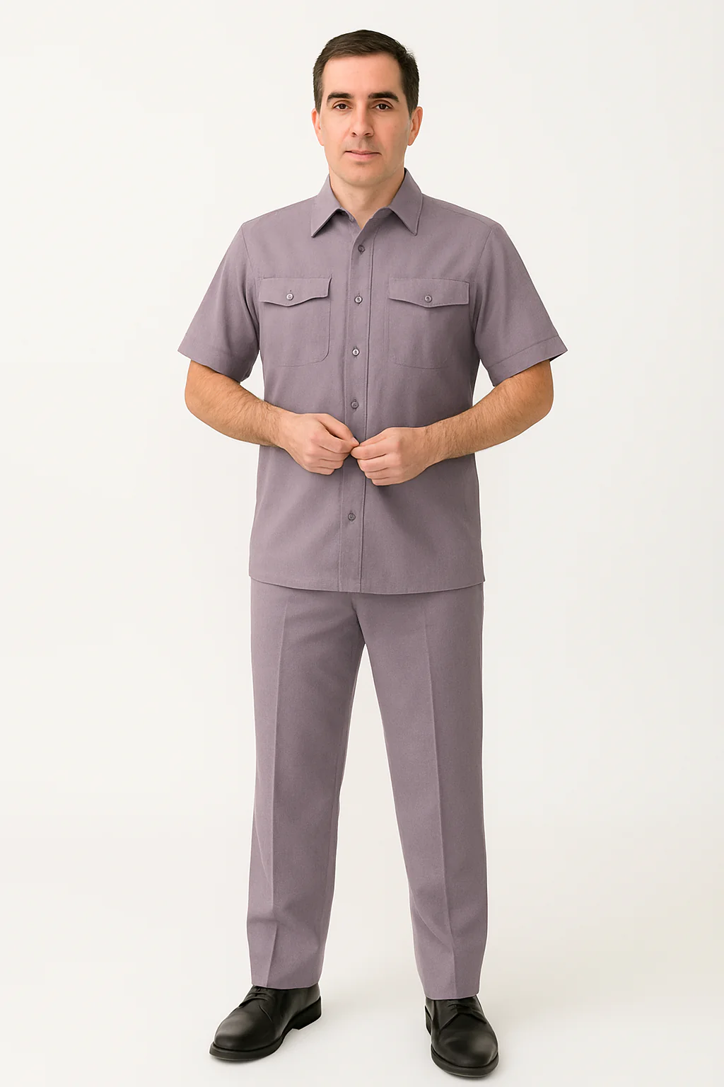 Men's Short Sleeve 2 Piece Lavender Casual Casual Two Piece Walking Outfit For Sale Pant Sets Suit - Image 8