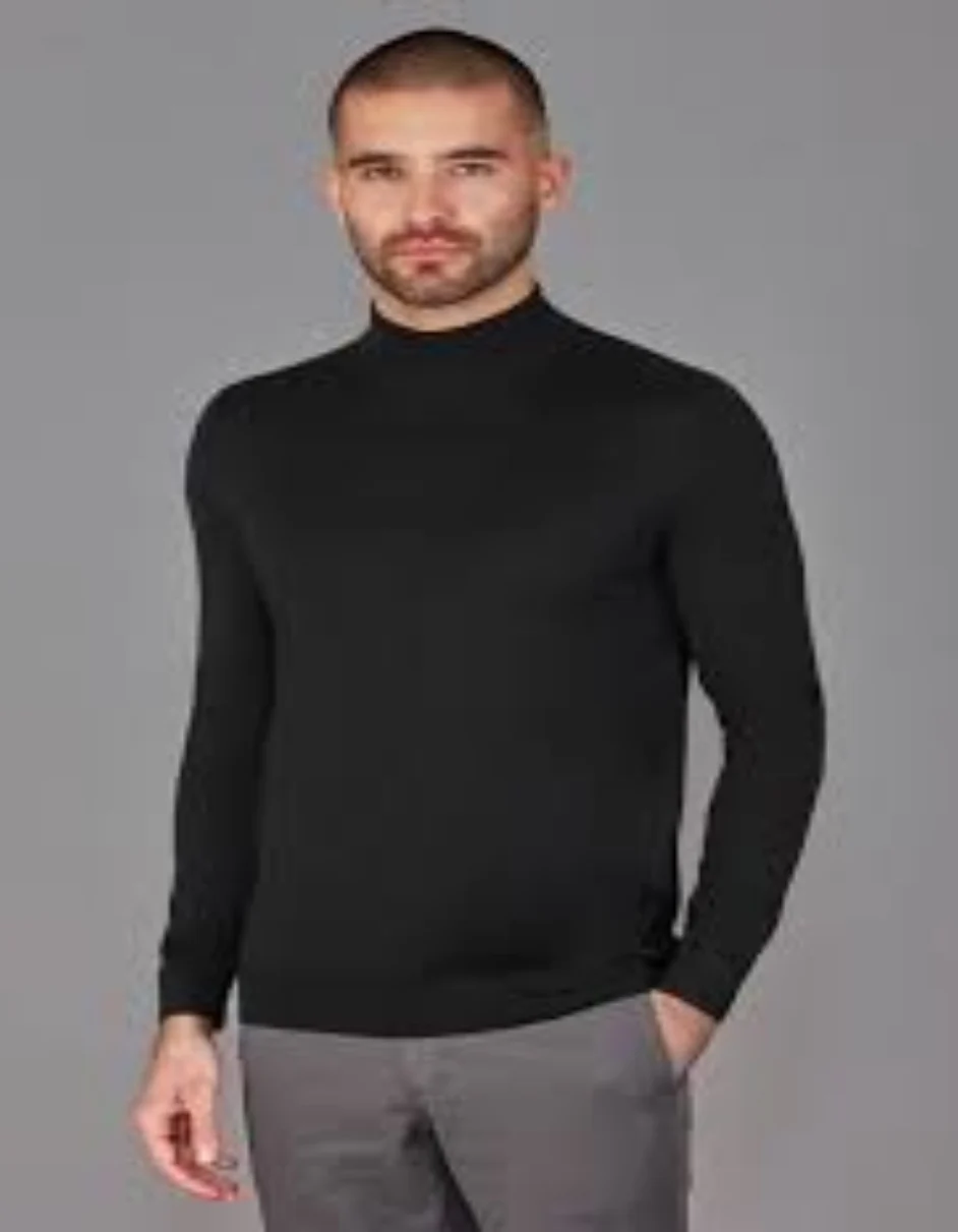 Men's Silk Mock Turtleneck – Elegant & Professional Knitwear