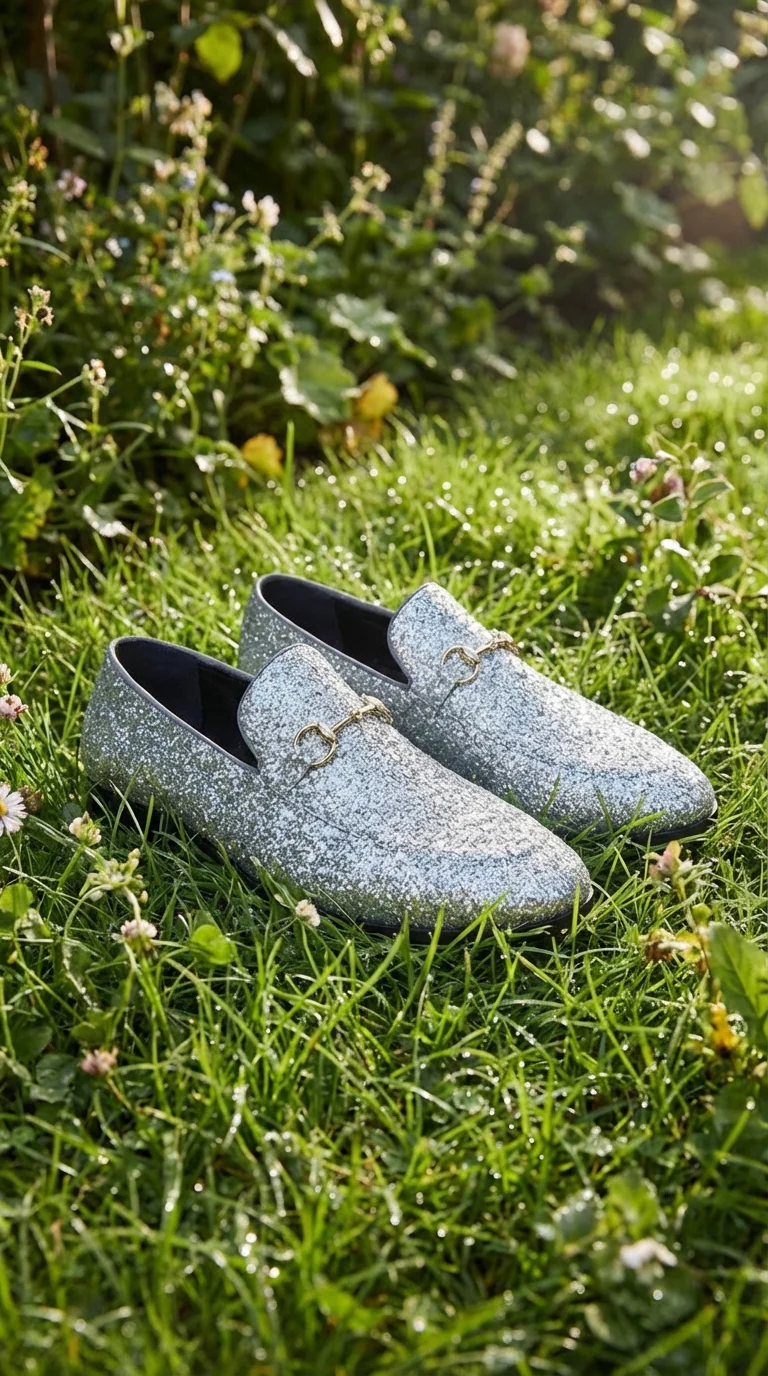 Men's Silver Gray Glitter Loafers | Sparkly Dress Shoes for Wedding, Prom, Party & Formal Events - Image 6