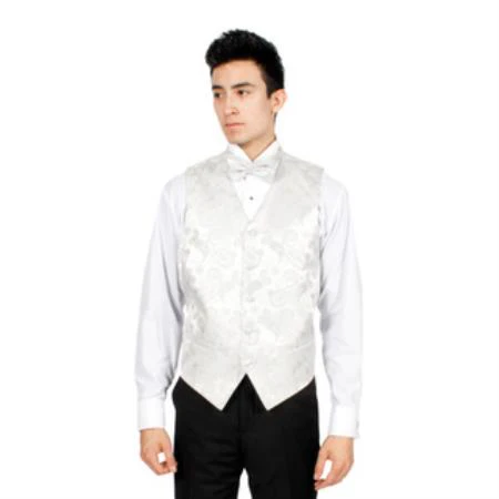 Men's Silver P A I S L E Y 4-Piece Men's Vest Set Also available in Big and Tall Sizes