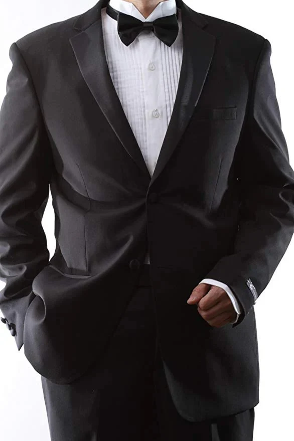 Caravelli Men's Slim Fit Black Tuxedo - Single Breasted, Two Button