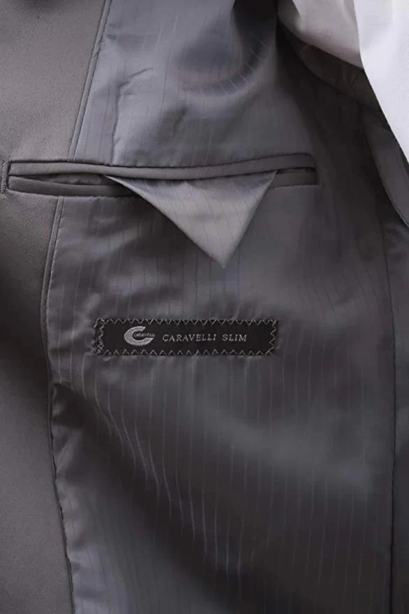 Caravelli Men's Slim Fit Black Tuxedo - Single Breasted, Two Button - Image 2