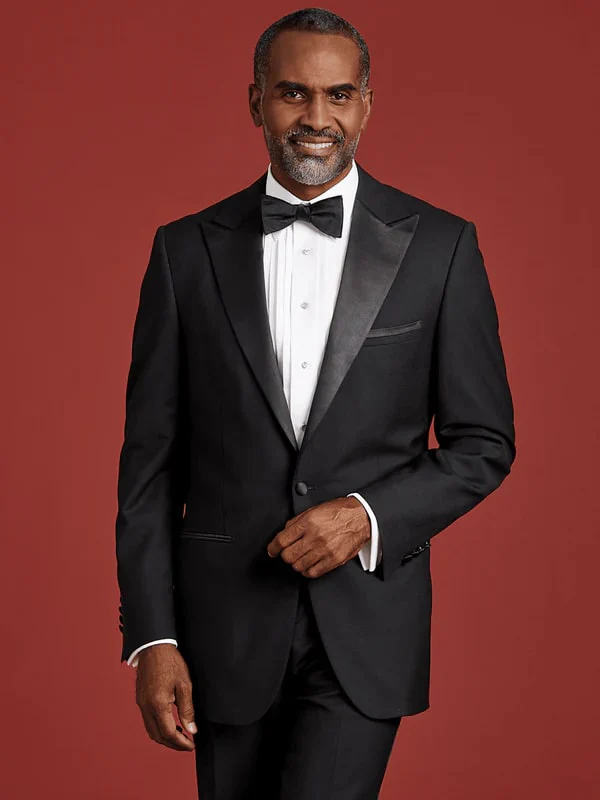 Mens Single Breasted Peak Lapel Tuxedo Jacket Black - Image 8